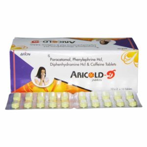 ARICOLD-D (Paracetamol-500MG, Phenylephrine HCl-5MG, Caffeine-30MG and Diphenhydramine HCl -25MG Tablets)