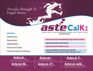 ASTECAL-K2 ( Vitamin k2-7 50 mcg + calcium carbonate eq.to elemental calcium 500 mg + calcitrol 0.25 mcg + zinc sulphate eq to elemental zinc 7.5 mg + magnesium sulphate eq to elemental magnesium 50 mg)