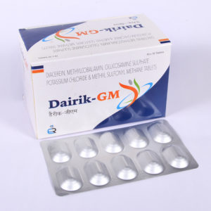 Dairik-GM (DAICEREIN 50MG+ METHYLCOBALAMIN750mcg+ GLUCOSAMINE SULPHATE, POTASSIUM CHLORIDE750mg. & METHYL SULFONYL METHANE250mg.)