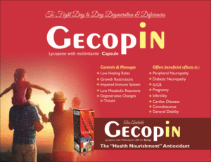 GECOPIN (Lycopene 10%- 2 mg vitamin a ( as acetate) - 5000 iu vitamin e(as acetate) - 10 iu vitamin c(coated) 50 mg zinc sulphate monohydrate 61.8 mg eq to elemental zinc 22.5 mg)