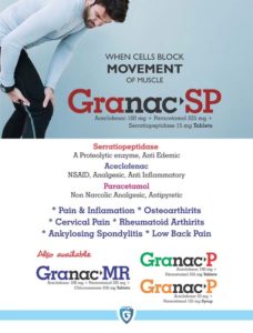 Granac-SP (Aceclofence 100mg + Paracetamol 325mg + Serratiopeptidase 15mg)
