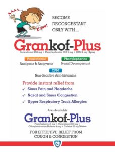 Grankof-Plus (Phenylepherine 5mg + Paracetamol 325mg + Chloepheniramine Maleate 4mg + Caffeine 25mg )