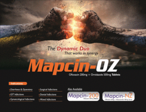 MAPCIN-OZ (Ofloxacin 200 mg + Ornidazole 500 mg)