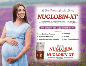 NUGLOBIN-XT (Ferrous ascorbate eq. to elemental iron 100 mg, folic acid 1.5 mg, zinc sulphate monohydrate 61.8 mg eq to elemental zinc 22.5 mg)