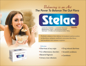 STELAC ((Prebiotic & probiotic+ L-glutamine capsules ) Fructooligosaccharide 200 mg L-glutamine 100 mg Bifidobacterium bifidum 150 million spores Bifidobacterium longum 150 million spores Lacto bacillus acidophilus 300 million spores Streptococcus thermophilus 1)