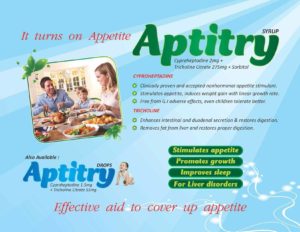 Aptitry (Cyproheptadine 2mg + Trichloline citrate 275mg + Sorbitol Syrup with Monocarton)