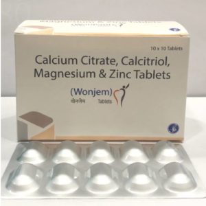 WONJEM (CALCIUM CITRATE 1000 MG + CALCITRIOL 0.25 MCG + MAGNESIUM OXIDE 100 MG + ZINC SULPHATE MONOHYDRATE 4 MG)
