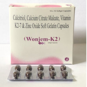 WONJEM-K2 (CALCITRIOL0.25MCG, CALCIUM CITRATE MALEATE 500 MG, VITAMIN-K2-7 50MCG & ZINC OXIDE 7.5MG SOFT GELATIN CAP.)