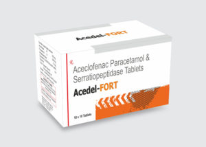 Acedel-FORT (Aceclofenac 100mg+Paracetamol 325mg+ Serratiopeptidase 15mg Tab.)
