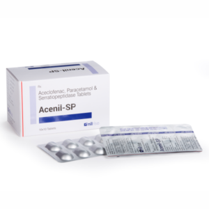 Acenil-SP (Aceclofenac 100 mg + PCM 325mg + Serratiopeptidase 15 mg, Tablet)