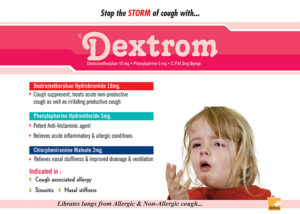 Dextrom (Dextromethorphan 10mg+ Phenylephrine 5mg + C.P.M 2mg Syp.)