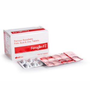 Feroglin-FZ-1 (Ferrous ascorbate 100 mg, Zinc 22.5 mg and Folic acid 1.5 mg Tablet)