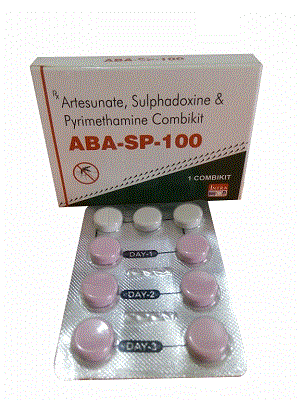 ABA-SP-100 Tabs Combikit (Each combikit contains : A) 3 Sulphadoxine & Pyrimethamine tablets Each uncoated tablet contains Sulphadoxine 500mg, Pyrimethamine 25mg B) 6 Artesunate tablets Each uncoated tablet contains Artesunate …100mg)
