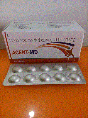 Acent-MD Tabs (Aceclofenac 100mg + b-cyclodextrin (Mouth Dissolving))