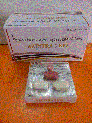 Azintra-3 Kit Tabs (2 Tab. Secnidazole 1gm + 1 Tab. Azithromycin Dihydrate 1gm + 1 Tab. Fluconazole 150mg)