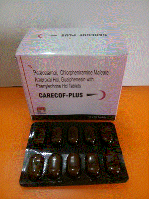 Carecof Plus Tab (Paracetamol 325mg + CPM 2mg + Ambroxol HCL 30mg + Guaifenesin 100mg + Phenylephrine HCL 10mg)