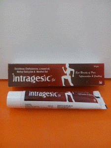 Intragesic gel (Diclofenac Diethylamine 1.16% w/w (Eq. To Diclofenac Sodium 1% w/w + Linseed oil 3% w/w + Mehtyl Salicylate 10% w/w + Menthol 5% w/w + Benzyl Alcohol 1% w/w)