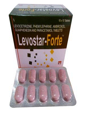 Levostar-Forte Tabs (Levocetirizine 2.5mg + Phenylephrine 10mg + Ambroxol 60mg + Paracetamol 325mg + Guaifenesin 100mg)