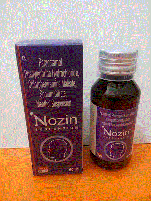 Nozin Susp (Paracetamol 250mg + Phenylephrine HCL 5mg + CPM 2mg + Sodium Citrate 60mg + Menthol 1mg)