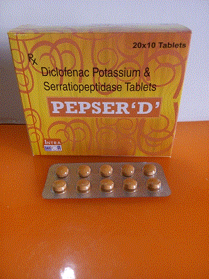 Pepser-D Tab (Serratiopeptidase 10mg + Diclofenac Potassium 50mg)