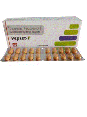 Pepser-P Tabs (Diclofenac Potassium 50mg + Paracetamol 325mg + Serratiopeptidase 10mg)