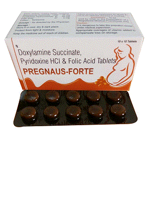 Pregnaus-Forte Tabs (Doxylamine Succinate 20mg + Pyridoxine Hydrochloride 20mg + Folic Acid 5mg)