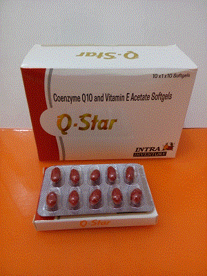 Q-star Soft gel Cap (Co-Enzyme Q 10 100 mg + Vitamin E 50 mg)