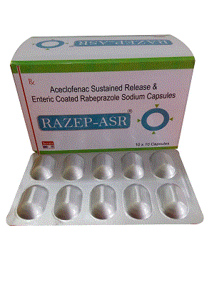 Razep-ASR Caps (Rabeprazole 20mg + Aceclofenac 200mg (Sustained Release))