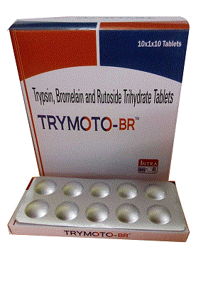 Trymoto-BR Tabs (Trypsin 48mg + Bromelain 90mg + Rutoside Trihydrate 100mg)