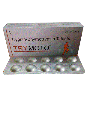 Trymoto Tabs (Trypsin – Chymotrypsin 1 Lac A.U.)