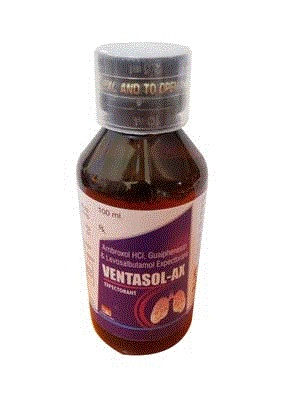 Ventasol-Ax Expect (Levosalbutamol Sulphate 1mg + Ambroxol HCL 30mg + Guaiphenesin 50mg)