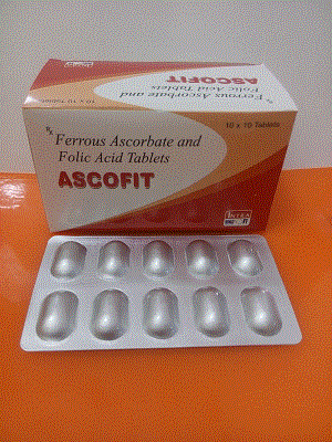 Ascofit Tabs (Ferrous Ascorbate 30mg + Folic Acid 550mcg)