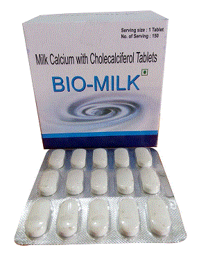 Bio-Milk Tabs (Milk Calcium 350mg + Vit. D3 100 I.U. + Elemental Phosphorous 175mg)
