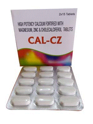 Cal-Cz Tabs (Calcium Citrate 1000mg + Magnesium 100mg +Zinc 4mg + Vit. D3 200 I.U.)
