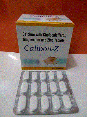 Calibon-Z 500 Tabs (Calcium Carbonate 500mg + Magnesium 100mg + Zinc 4mg + Vitamins)