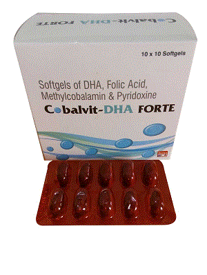 Cobalvit-DHA Forte Soft Gel Caps (Methylcobalamin 1500 mcg + DHA 200mg + Folic Acid 5mg + Pyridoxine 1.5mg)