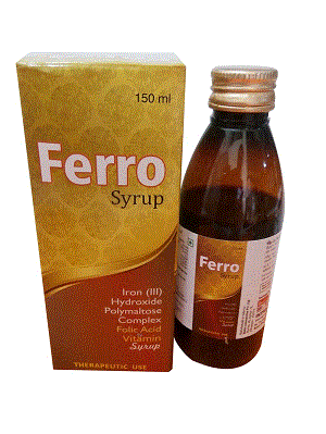 Ferro Syrup (Iron hydroxide Polymaltose 50mg + Folic Acid 500mcg + Vit B12 5mcg)