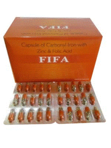 Fifa Caps (Carbonyl Iron 60mg + Vit. B12 6mcg + Folic Acid 500mcg + Zinc Sulphate 11mg)