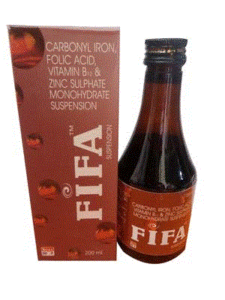 Fifa Susp (Carbonyl Iron eq. to Elemental Iron 100mg + Folic Acid 1.5mg + Vit. B12 15mcg + Vit. C (Coated) 75mg +Zinc Sulphate Monohydrate 61.8mg)