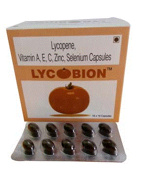 Lycobion Soft Gel Caps (Lycopene 6% 2000mcg + Vit.A 2,500 I.U.+ Vit. C 50mg + Vit.E 10 I.U.+ Zinc 27.45mg + Selenium 70mcg)